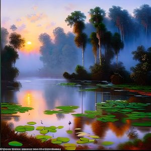 Immagine generata da AI. Ritrae un’ambiente tropicale, paludoso, ma non stagnante. Metaforicamente lo si potrebbe interpretare come il brodo primordiale da cui nascono la vita, le idee e le affinità tra correnti di pensiero. In questo caso la connessione tra emergentismo, scuola austriaca di economia e criptovalute. Per valutare il Bitcoin change il futuro del denaro